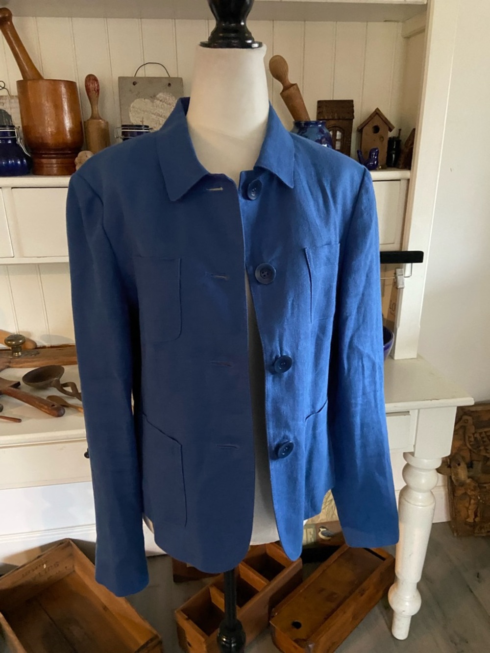 Talbots Royal Blue Linen Blazer